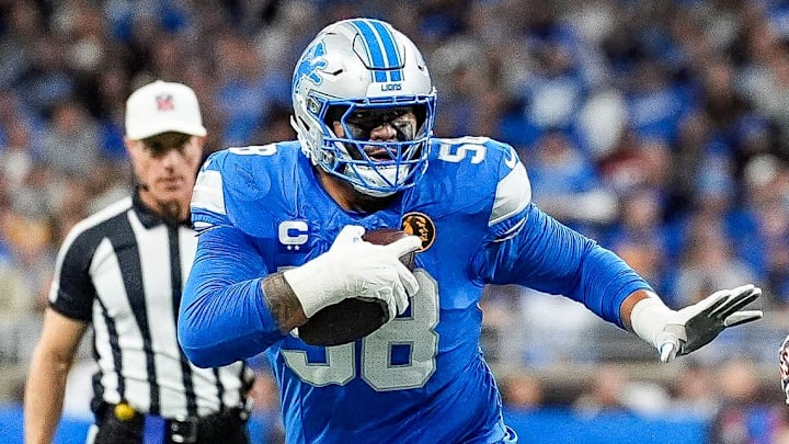 Detroit Lions offensive tackle Penei Sewell (58).