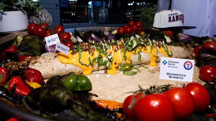 The Boomstick Burrito, a new delicacy for Texas Rangers fans. The Boomstick Burrito, a new delicacy for Texas Rangers fans.