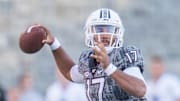 Sep 9, 2017; Blacksburg, VA, USA; Virginia Tech Hokies quarterback Josh Jackson (17) sets to throw a third period pass against Delaware at Lane Stadium. Mandatory Credit: Lee Luther Jr.-Imagn Images