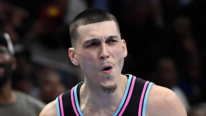 Mar 6, 2026; Charlotte, North Carolina, USA;  Miami Heat guard Tyler Herro (14) reacts after scoring during the second half against the Charlotte Hornets at the Spectrum Center. Mandatory Credit: Sam Sharpe-Imagn Images.