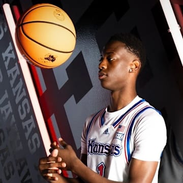 AJ Dybantsa on his official visit to Kansas.