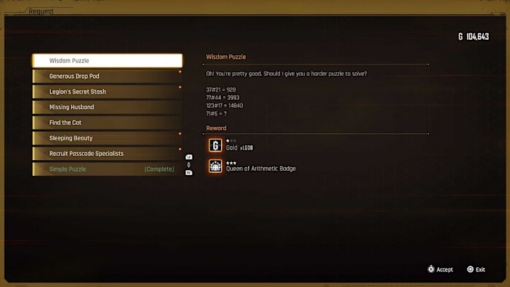 Stellar Blade screenshot showing the Wisdom Puzzle.