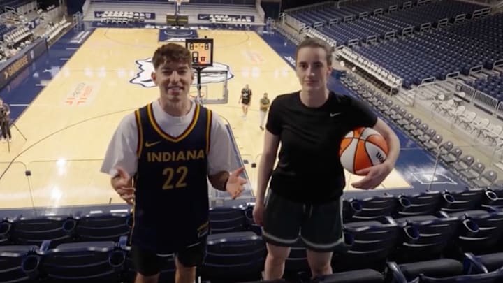 Caitlin Clark teams up with Dude Perfect. Caitlin Clark teams up with Dude Perfect.
