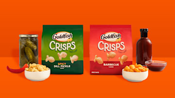 Goldfish Crisps add two new flavors, Spicy Dill Pickle and Barbecue
