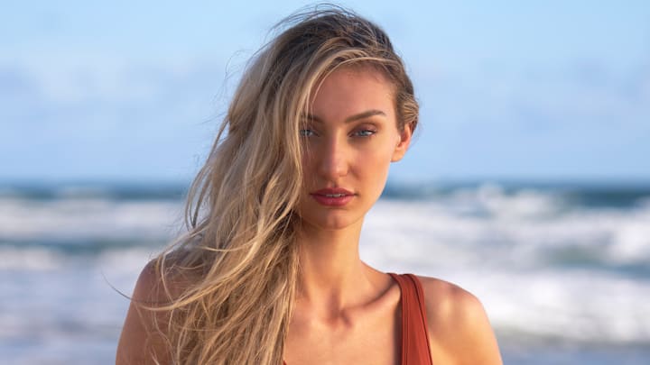 Cameron Brink was photographed by Ben Horton at The Boca Raton. Swimsuit by HAUS OF PINKLEMONAID.