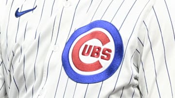 Jul 6, 2025; Chicago, Illinois, USA;  Chicago Cubs outfielder Kyle Tucker (30) high fives Chicago Cubs first base coach Jose Javier (65) after he hits a two RBI single against the St. Louis Cardinals during the third inning at Wrigley Field. 