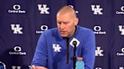 STILL FROM VIDEO: Kentucky basketball's Mark Pope talks loss to Georgetown in exhibition finale