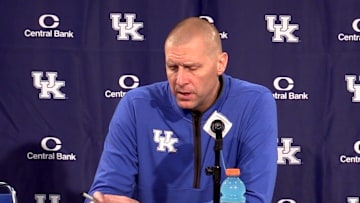 STILL FROM VIDEO: Kentucky basketball's Mark Pope talks loss to Georgetown in exhibition finale