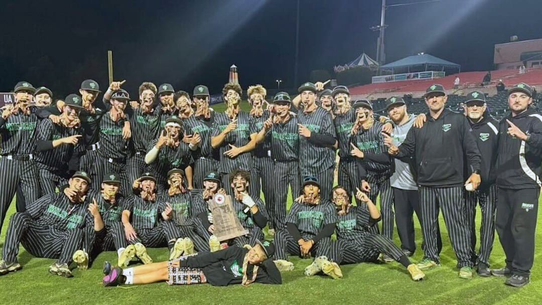 The Walter Johnson Wildcats celebrate their 2025 MPSSAA baseball state championship.