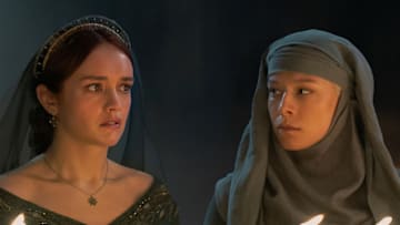 Olivia Cooke as Alicent Hightower and Emma D’Arcy as Rhaenyra Targaryen in House of the Dragon season 2. 