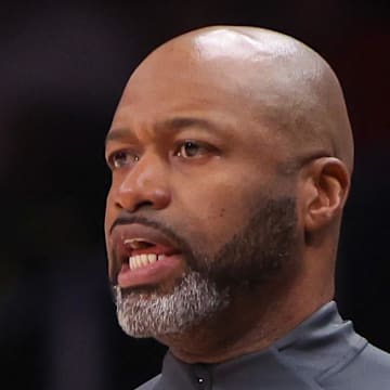 Orlando Magic head coach Jamahl Mosley on the sideline against the Atlanta Hawks.