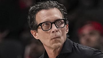 Atlanta Hawks head coach Quin Snyder looks on against the Miami Heat.