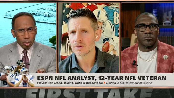 Stephen A. Smith, Dan Orlovsky and Shannon Sharpe discuss the Minnesota Vikings on ‘First Take.' Stephen A. Smith, Dan Orlovsky and Shannon Sharpe discuss the Minnesota Vikings on ‘First Take.'