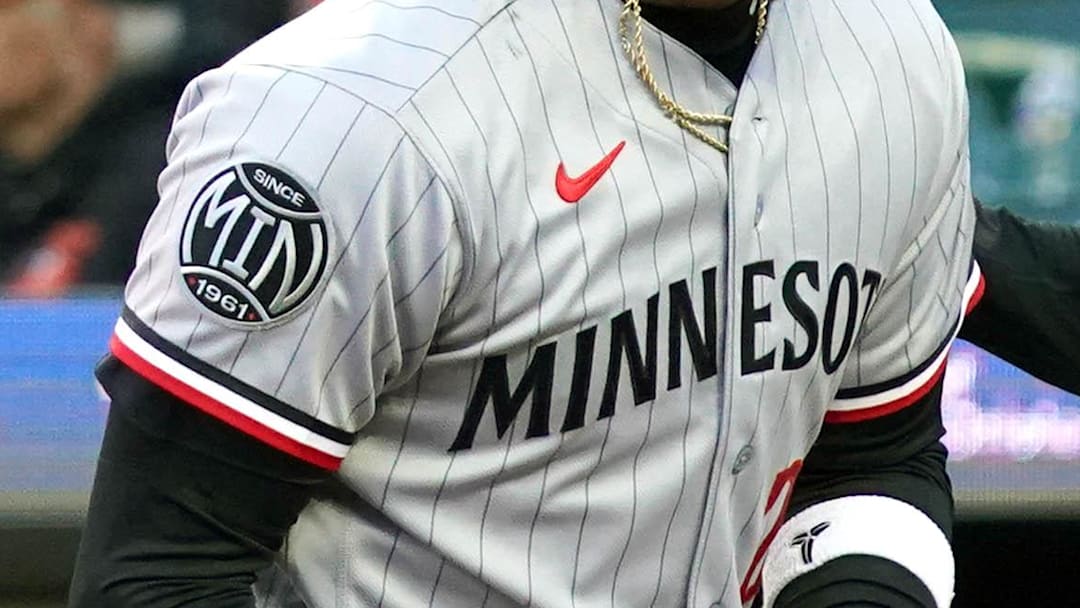 Mar 28, 2026; Baltimore, Maryland, USA; Minnesota Twins third baseman Royce Lewis (23) greeted by outfielder Trevor Larnach (9) after connecting on a two run home run during the fifth inning against the Baltimore Orioles at Oriole Park at Camden Yards. Mandatory Credit: Mitch Stringer-Imagn Images
