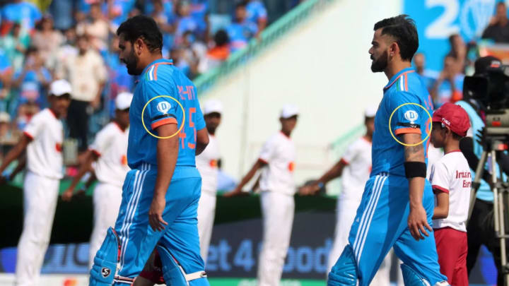 India's players wearing black armbands in honor of Aunshuman Gaekwad during the first ODI against Sri Lanka in Colombo