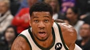 Milwaukee Bucks forward Giannis Antetokounmpo dribbles against the Toronto Raptors.