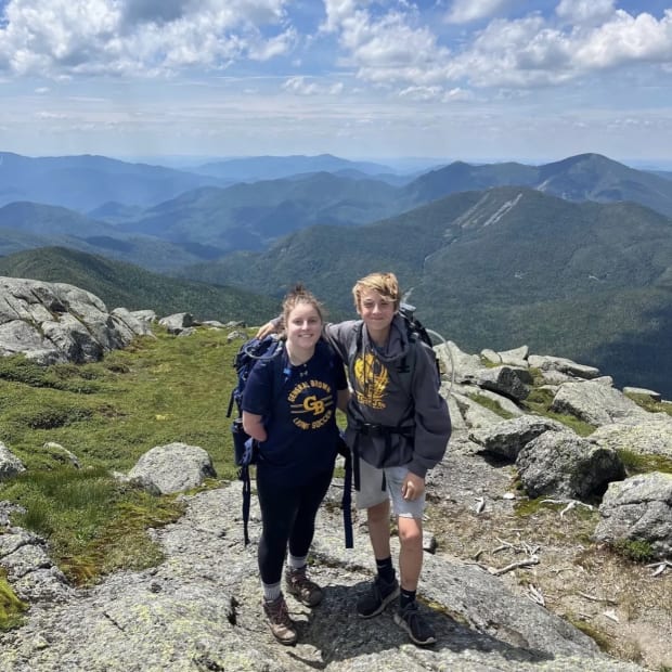 Shea and her younger brother, Brady Black, on the summit of Mt. Marcy