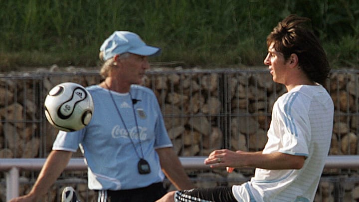 Argentine forward Lionel Messi kicks the
