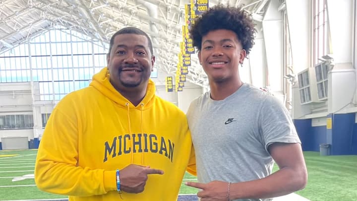 Jaylen Pile with his high school head coach during a recruiting visit last year.