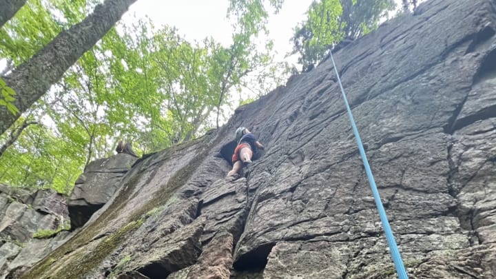 Shea Black climbing at the South Colton Crag