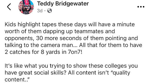 Teddy Bridgewater sounded off on particular highlight reels he's been seeing lately 