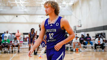 Noah Neumann during a basketball game with the Houston Raptors