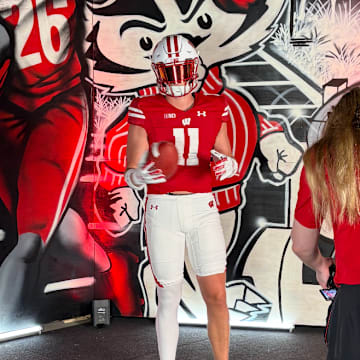 Wisconsin outside linebacker target Ben Duncum during a photo shoot at his official visit the weekend of June 12-15.