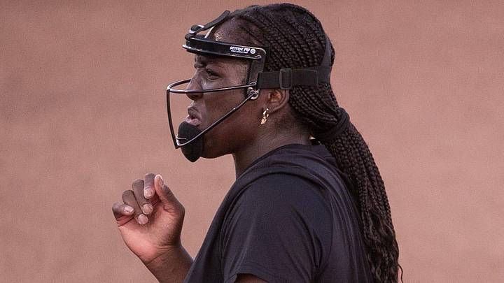 Texas Tech's NiJaree Canady reacts to striking out a Lubbock Christian batter during a softball exhibition, Thursday, October 24, 2024, at Rocky Johnson Field.