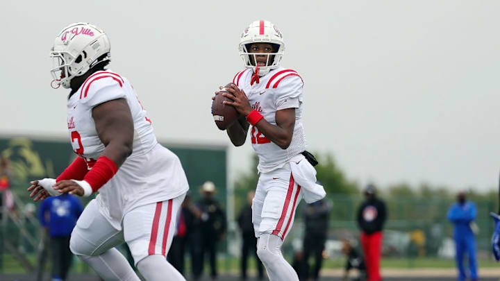 Duncanville QB Keelon Russell popped right back up Friday against South Oak Cliff after a brutal face mask penalty. 