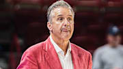 Arkansas Razorbacks coach John Calipari on the sidelines against the Alabama Crimson Tide at Bud Walton Arena in Fayetteville, Ark.