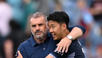 Heung Min-Son and Ange Postecoglu after the win at Burnley last season 