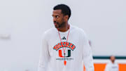 Jai Lucas during training camp for the Miami Hurricanes