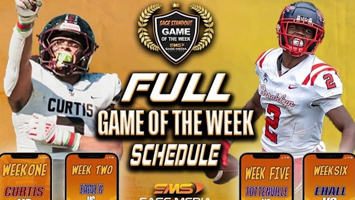 Sage Media Game of The Week Schedule Graphic Sage Media Game of The Week Schedule Graphic