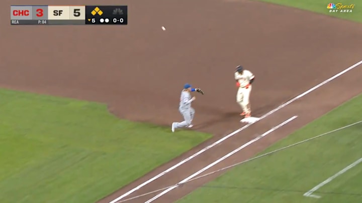 The Giants blew out the Cubs on Wednesday night and scored one of the weirdest runs of the season in the process. The Giants blew out the Cubs on Wednesday night and scored one of the weirdest runs of the season in the process.