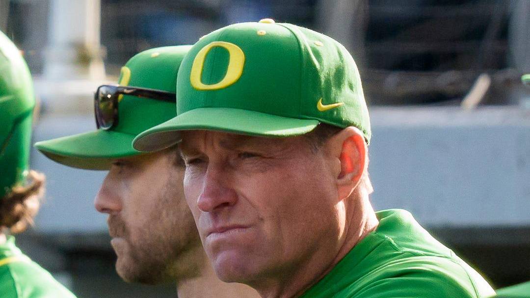 Oregon head coach Mark Wasikowski looks on as the Oregon Ducks host the Youngstown State Penguins on Feb. 19, 2026, at PK Park in Eugene, Oregon.