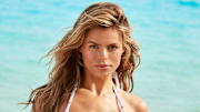 Brooks Nader was photographed by Ben Watts in Bermuda. Swimsuit by Lybethras.