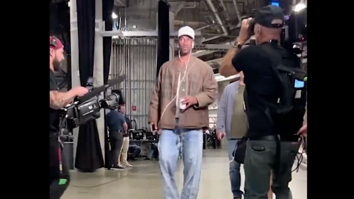 Jimmy Butler arrives for first road game against Miami Heat since being traded to Golden State. Jimmy Butler arrives for first road game against Miami Heat since being traded to Golden State.