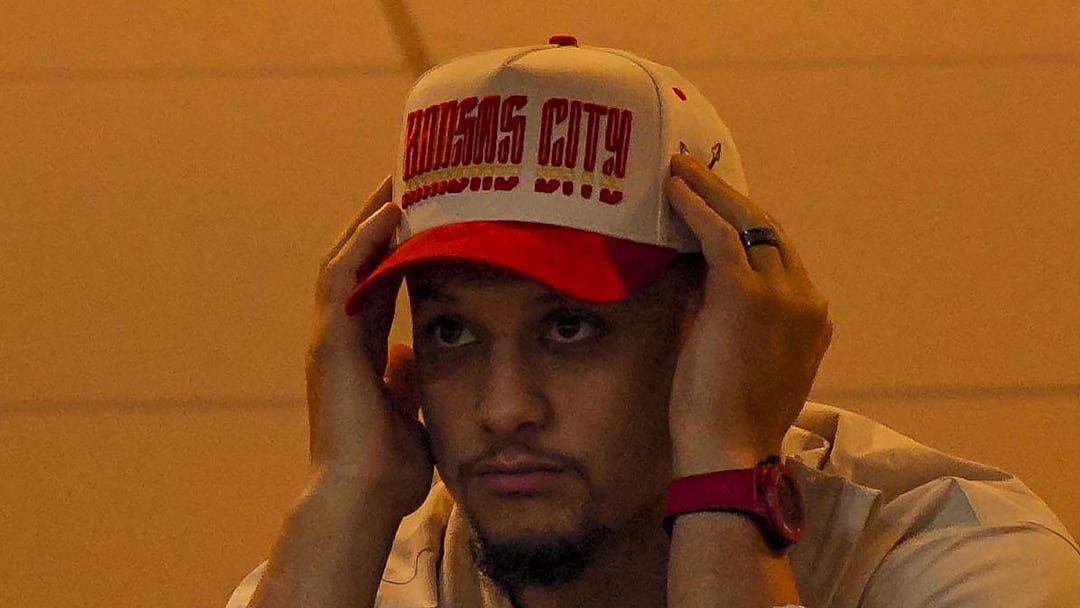 Dec 25, 2025; Kansas City, Missouri, USA; Patrick Mahomes watches the action from a suite during the third quarter at GEHA Field at Arrowhead Stadium. Mandatory Credit: Jay Biggerstaff-Imagn Images