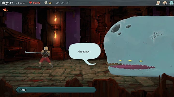 Slay the Spire's main character talks to a giant whale
