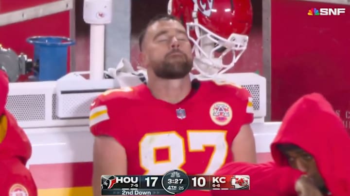 Travis Kelce and the Chiefs are now 6-7 after Sunday night's loss to the Texans. 