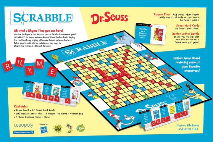 Dr. Seuss-themed Scrabble board.