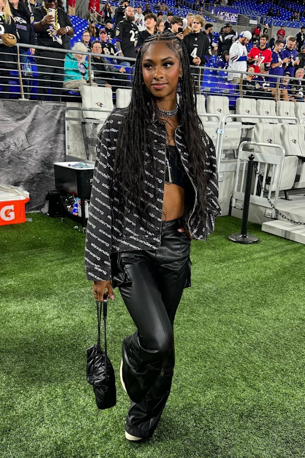 Masai Russell swags out Ravens sideline in twopiece Alexander Wang fit