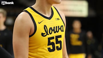 Iowa Hawkeyes gold script jersey in-game
