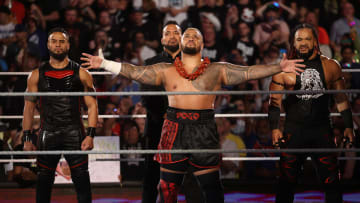 Solo Sikoa and The Bloodline enter the ring for the main event of WWE Money in the Bank 2024.