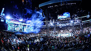 A look at the WrestleMania 40 set following pyro.