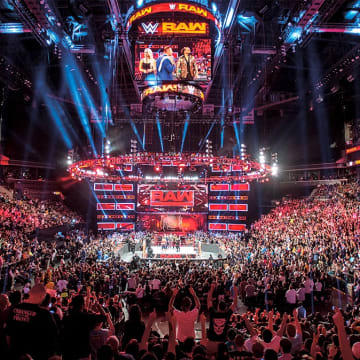 WWE Monday Night Raw crowd during an in-ring segment.