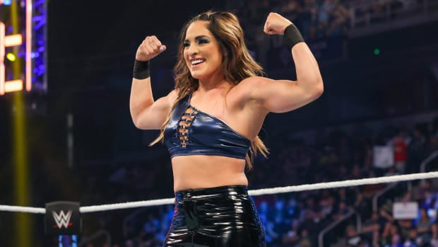 Raquel Rodriguez poses inside the ring during an episode of WWE Friday Night SmackDown.