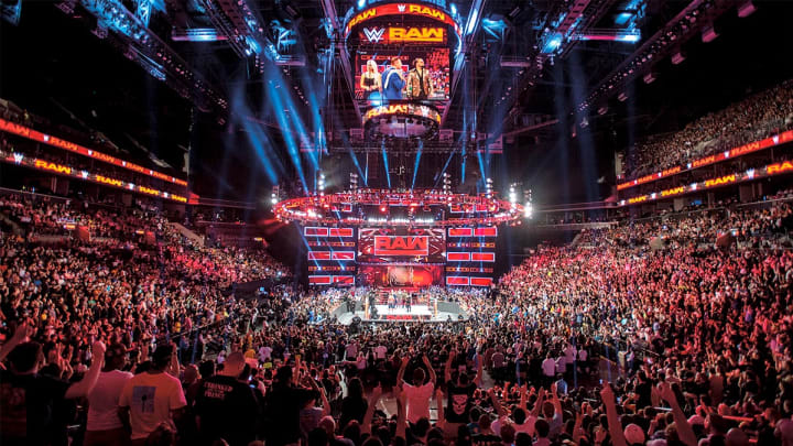 WWE Monday Night Raw crowd during an in-ring segment.