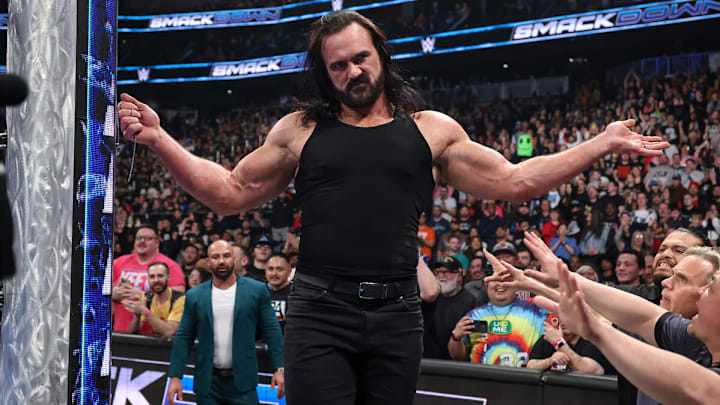 Drew McIntyre after his brawl with Damian Priest on SmackDown Drew McIntyre after his brawl with Damian Priest on SmackDown