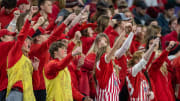 Mankato West fans cheer on their football team in 2022. Kamala Harris' choice for vice president, Tim Walz, coached there in the '90s.